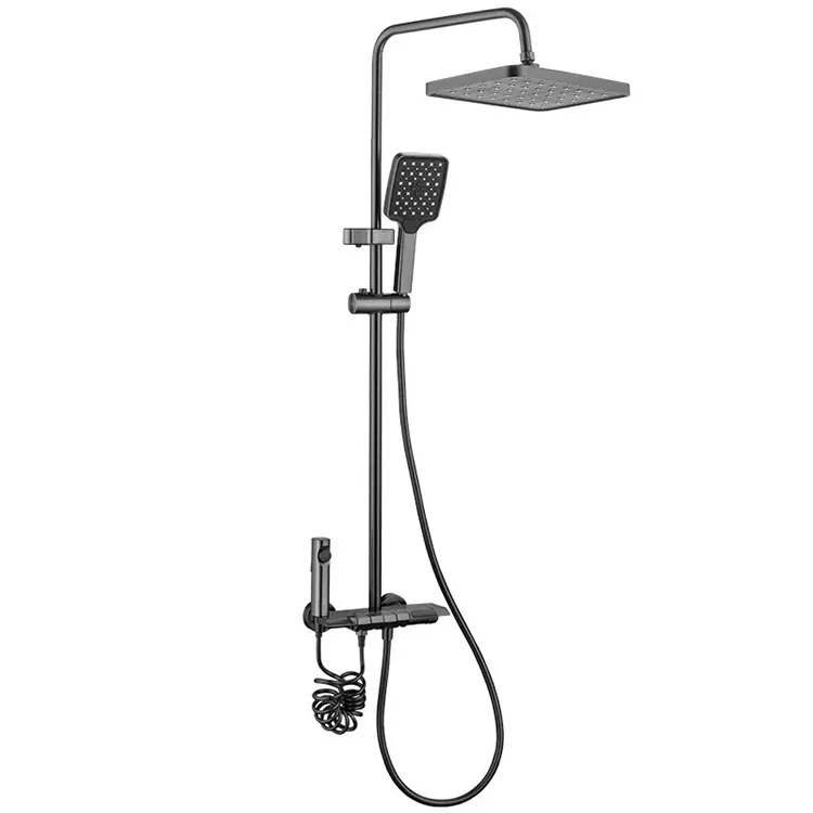 Dub Overhead Da Dej Thiab Handheld Spray Phom Nrog Peb Lub Nozzles Teeb
