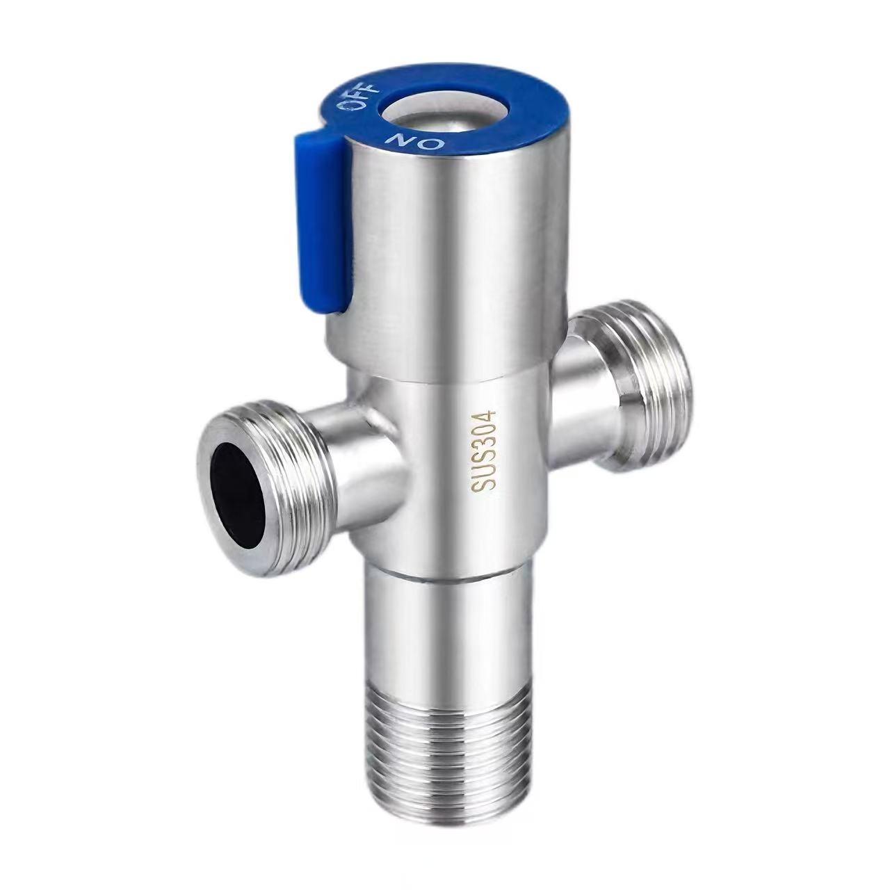 Blue Handle 180° Dual Outlet Peb-Txoj Kev Lub Pob Valve