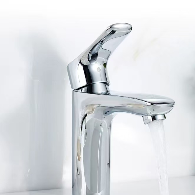 Bright Silver Arc-Shaped Ib Leeg Tes Faucet
