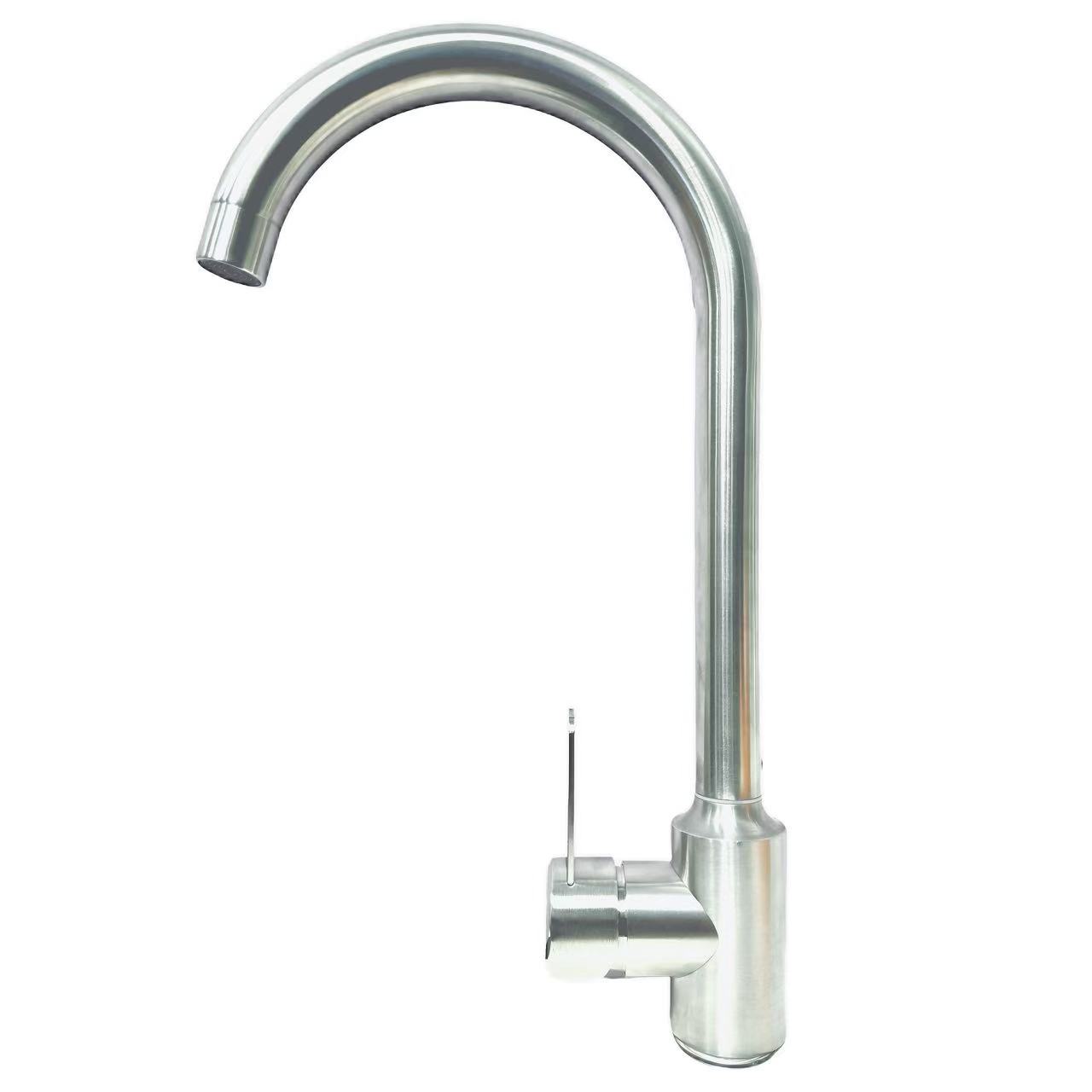 Brushed Stainless Hlau Slim Ib Leeg-Kov tig lub dab dej Faucet