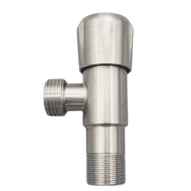 Brushed Stainless Hlau Universal Kub Thiab Txias Dej Inlet Angle Valve