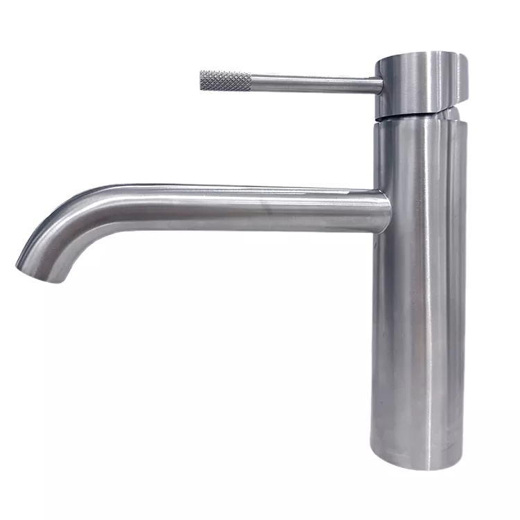 Extended Curved Spout Knurled Kov Kub Thiab Txias Basin Faucet