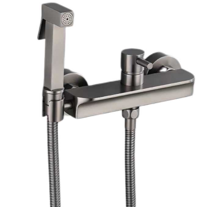 Gunmetal Grey Kub thiab Cold Bidet Sprayer Set