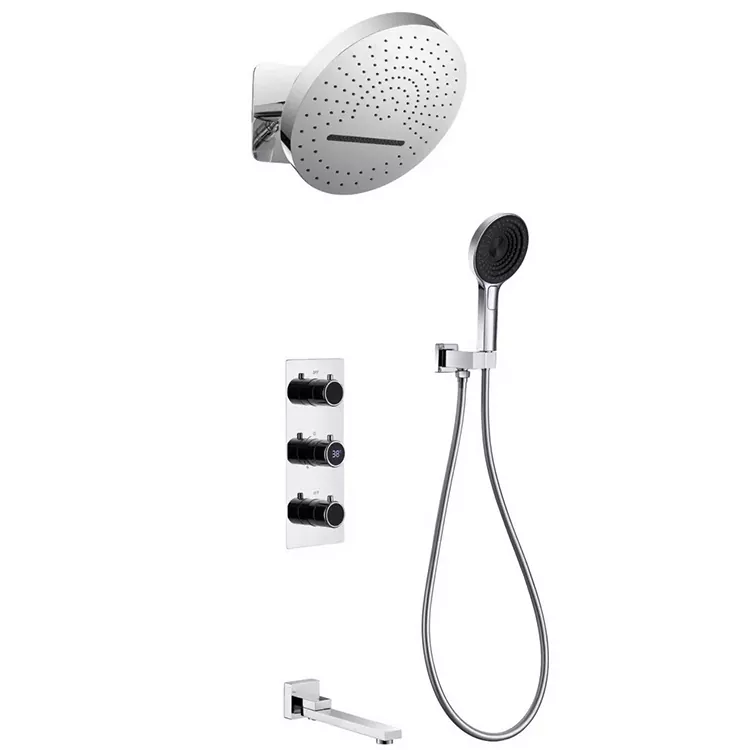 Nyob rau hauv-Wall Round Overhead Shower Nrog Digital Display