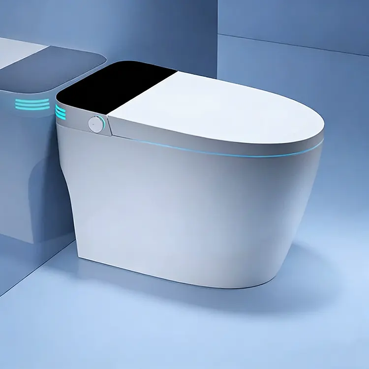 LED Cov Zaub Tsis Siv Neeg Lid Flip-Sab Saum Ua Npuas Ncauj Shield Siphon Smart Toilet