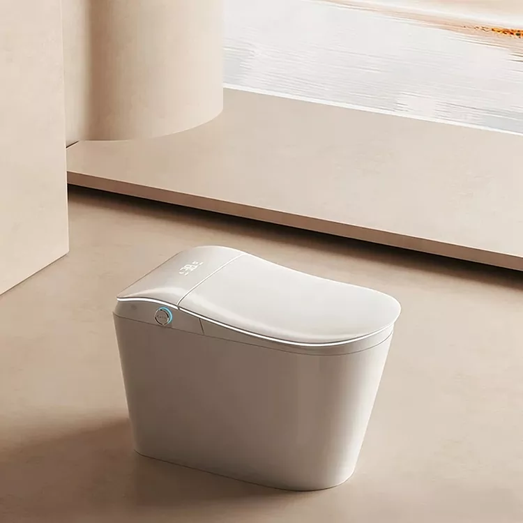 Smart Toilet Nrog Built-In Dej Lim Thiab Ko Taw-Activated Flushing