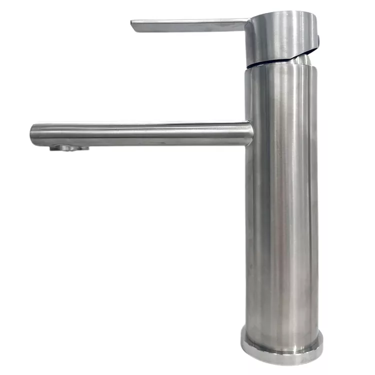 Ncaj-Nozzle Cylindrical Brushed Kub Thiab Cold Basin Faucet