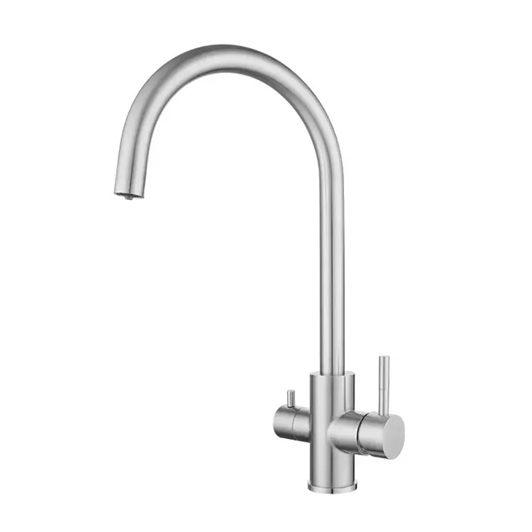 Swan Neck 3-hauv-1 Chav Dej Kub thiab Txias Faucet Swan Neck 3-hauv-1 Chav Dej Kub thiab Txias Faucet