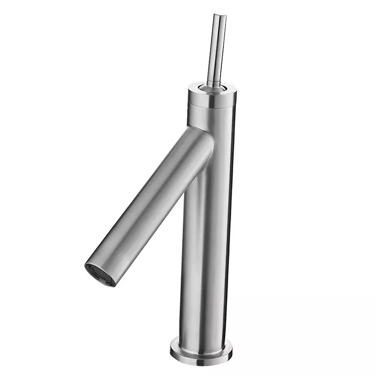 Sab saum toj kov Cylindrical Kub Thiab Txias Basin Faucet